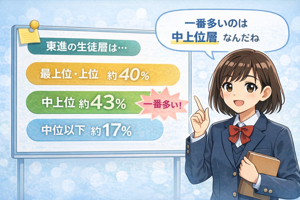 大学受験コースの生徒層は「中上位」がボリュームゾーン