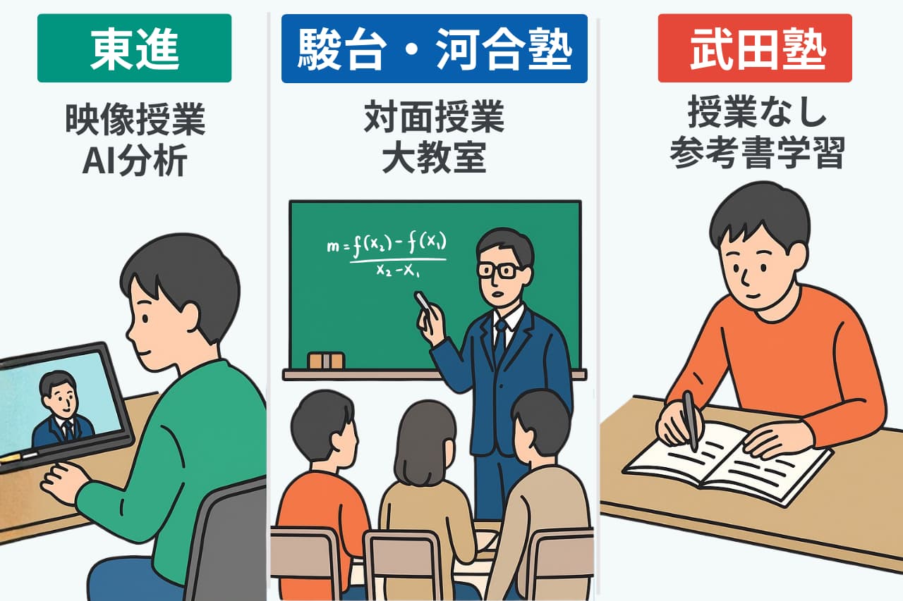 東進と大手予備校のサービス内容を比較